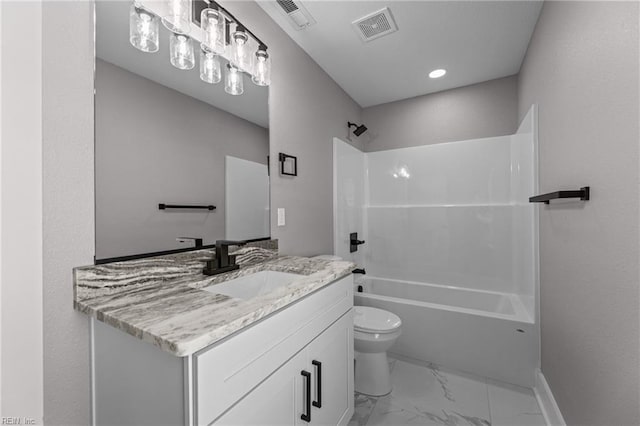 4 Roundtree Cir, Hampton, VA 23661 - bathroom featuring vanity, marble look tiles, and tub / shower combination