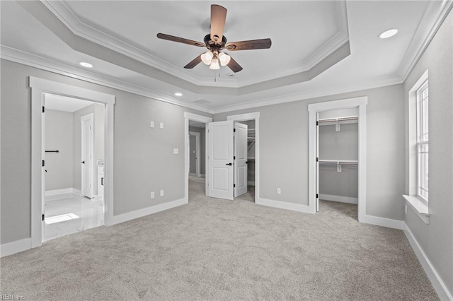 4 Roundtree Cir, Hampton, VA 23661 - unfurnished bedroom featuring a raised ceiling, ornamental molding, carpet, recessed lighting, and ensuite bathroom