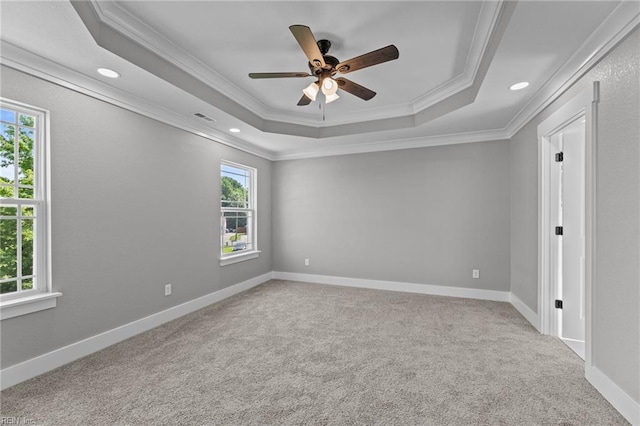 4 Roundtree Cir, Hampton, VA 23661 - carpeted spare room with a raised ceiling, ornamental molding, a ceiling fan, and recessed lighting