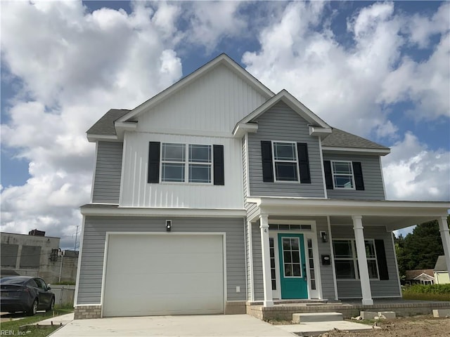 4 Roundtree Cir, Hampton, VA 23661 - craftsman-style home with covered porch, driveway, and an attached garage