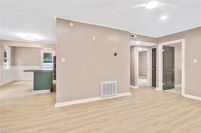 112 Atwell Ln, Hampton, VA 23669 - empty room featuring ceiling fan, crown molding, light wood finished floors, and baseboards