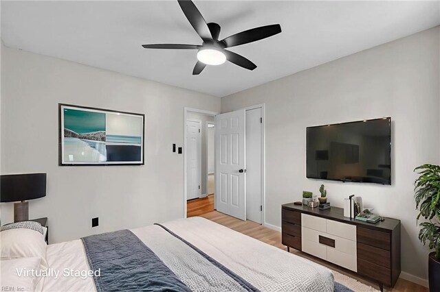 2920 Fetsch Pl, Virginia Beach, VA 23453 - bedroom featuring light wood-style floors, baseboards, and ceiling fan