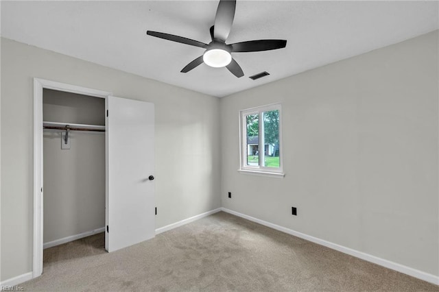 2920 Fetsch Pl, Virginia Beach, VA 23453 - unfurnished bedroom featuring carpet flooring, a closet, baseboards, and a ceiling fan