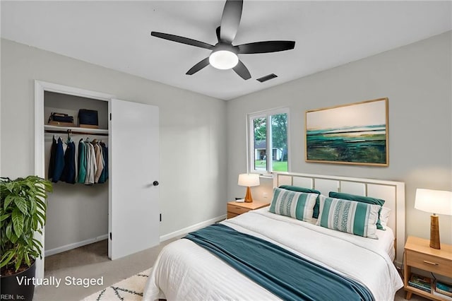 2920 Fetsch Pl, Virginia Beach, VA 23453 - carpeted bedroom featuring baseboards, a closet, and a ceiling fan
