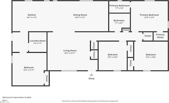 2920 Fetsch Pl, Virginia Beach, VA 23453 - floor plan / room layout