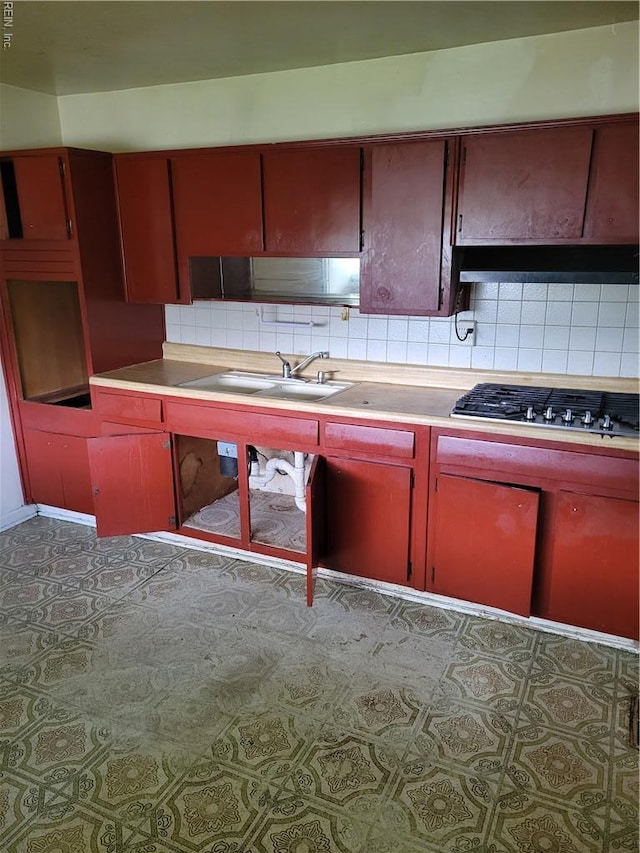 536 Longfellow Ave, Virginia Beach, VA 23462 - kitchen with tasteful backsplash, a sink, and tile patterned floors