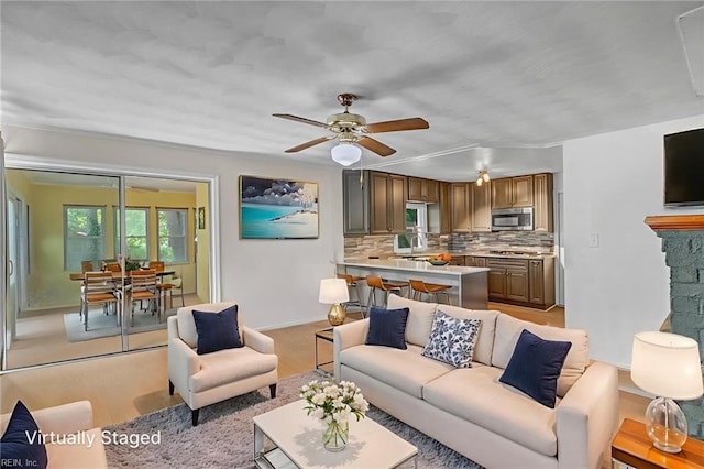 8248 Andrew Ln, Norfolk, VA 23505 - living room with baseboards and a ceiling fan