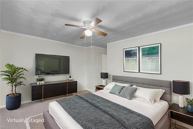 8248 Andrew Ln, Norfolk, VA 23505 - carpeted bedroom featuring crown molding, baseboards, and a ceiling fan