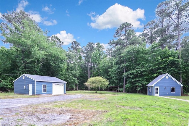 3502 Goodwin Neck Rd, Yorktown, VA 23692 - view of grassy yard featuring an outbuilding and a detached garage