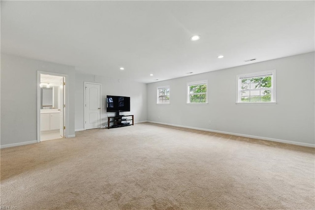 5308 Doral Woods Ct, Suffolk, VA 23435 - unfurnished living room with light carpet, recessed lighting, and baseboards
