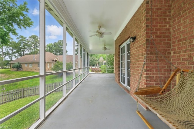 5308 Doral Woods Ct, Suffolk, VA 23435 - unfurnished sunroom featuring a ceiling fan