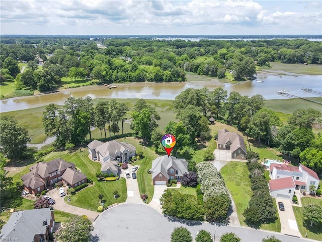 5308 Doral Woods Ct, Suffolk, VA 23435 - aerial view of residential area with a large body of water and a tree filled landscape