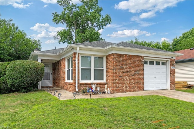 5425 Sweetwater Ct, Virginia Beach, VA 23462 - view of front of home with concrete driveway, an attached garage, brick siding, and a front lawn
