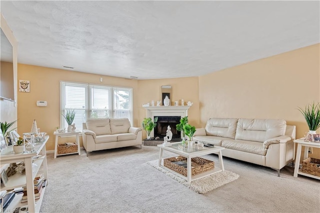 5425 Sweetwater Ct, Virginia Beach, VA 23462 - carpeted living room featuring a fireplace with raised hearth and baseboards
