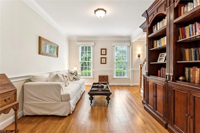 107 Gullane, Williamsburg, VA 23188 - living area featuring light wood-style floors, crown molding, and baseboards