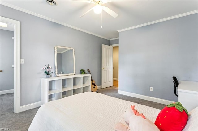 107 Gullane, Williamsburg, VA 23188 - carpeted bedroom with crown molding, baseboards, and a ceiling fan