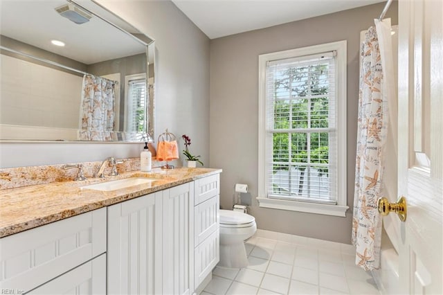 107 Gullane, Williamsburg, VA 23188 - bathroom with toilet, healthy amount of natural light, vanity, and tile patterned flooring