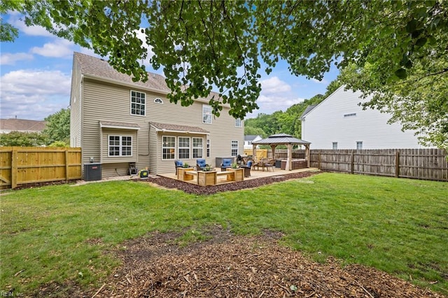 309 Silver Rail Ln, Chesapeake, VA 23323 - back of property with a gazebo, a patio area, outdoor lounge area, and central air condition unit