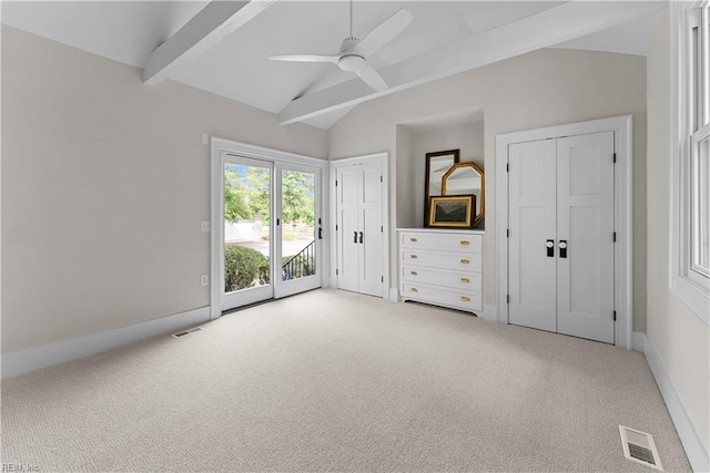 2652 Benefit Rd, Chesapeake, VA 23322 - unfurnished bedroom with access to exterior, carpet floors, multiple closets, and ceiling fan