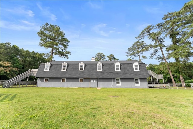 2652 Benefit Rd, Chesapeake, VA 23322 - back of house with stairs, roof with shingles, and a chimney