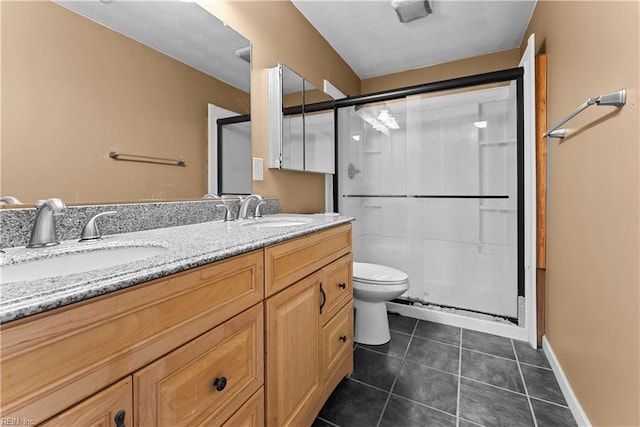 2652 Benefit Rd, Chesapeake, VA 23322 - full bath featuring a shower stall, double vanity, and tile patterned flooring
