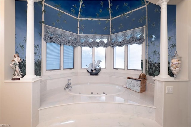 5225 Regatta Pointe Rd, Suffolk, VA 23435 - full bath featuring ornate columns and a jetted tub