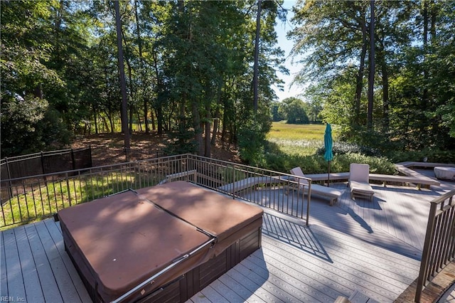 5225 Regatta Pointe Rd, Suffolk, VA 23435 - wooden deck featuring a covered hot tub