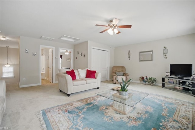 2972 Elegance Ln, Virginia Beach, VA 23456 - living area featuring ceiling fan, carpet floors, and baseboards
