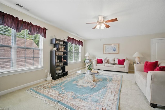2972 Elegance Ln, Virginia Beach, VA 23456 - carpeted living room featuring ceiling fan and baseboards
