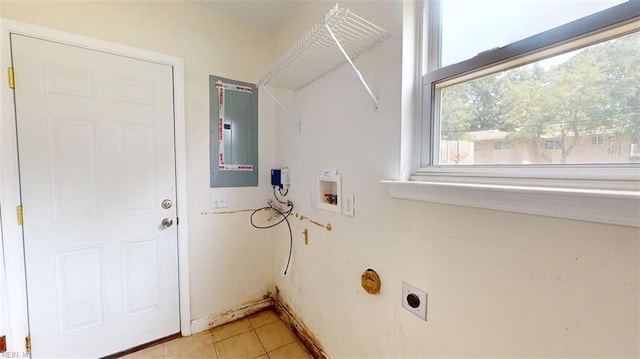 400 Ticonderoga Rd, Virginia Beach, VA 23462 - laundry room featuring hookup for a washing machine, electric dryer hookup, light tile patterned floors, and electric panel