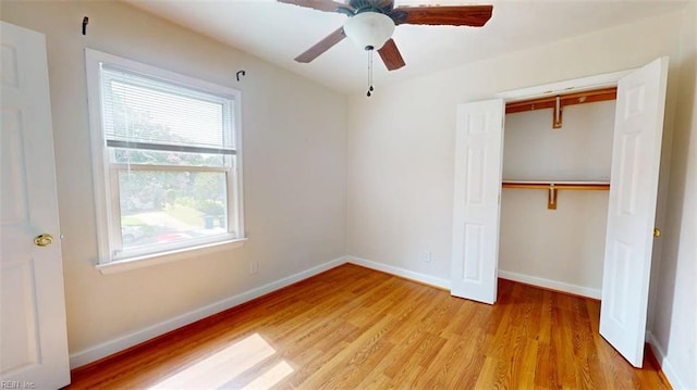 400 Ticonderoga Rd, Virginia Beach, VA 23462 - unfurnished bedroom with light wood-type flooring, a closet, and ceiling fan