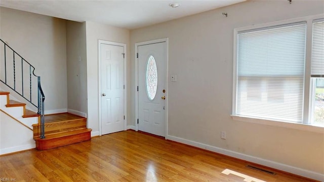 400 Ticonderoga Rd, Virginia Beach, VA 23462 - entryway with stairway and light wood-style floors