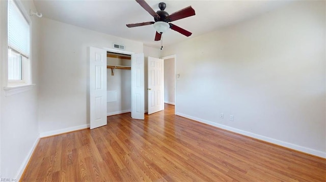 400 Ticonderoga Rd, Virginia Beach, VA 23462 - unfurnished bedroom with light wood finished floors, a closet, and ceiling fan