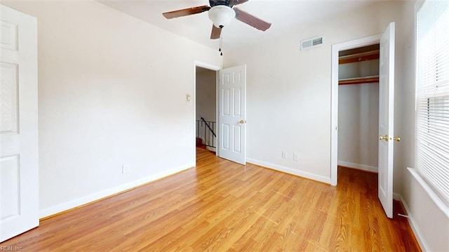 400 Ticonderoga Rd, Virginia Beach, VA 23462 - unfurnished bedroom featuring light wood-style flooring, a closet, and a ceiling fan