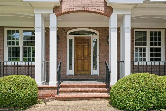 209 St Cuthbert, Williamsburg, VA 23188 - property entrance featuring covered porch and brick siding
