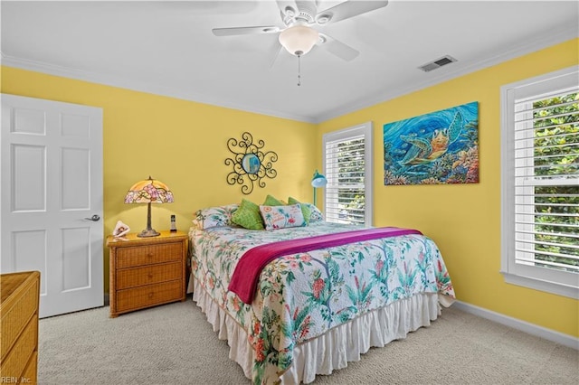 1604 Tether Keep, Virginia Beach, VA 23454 - bedroom featuring crown molding, carpet floors, multiple windows, and a ceiling fan