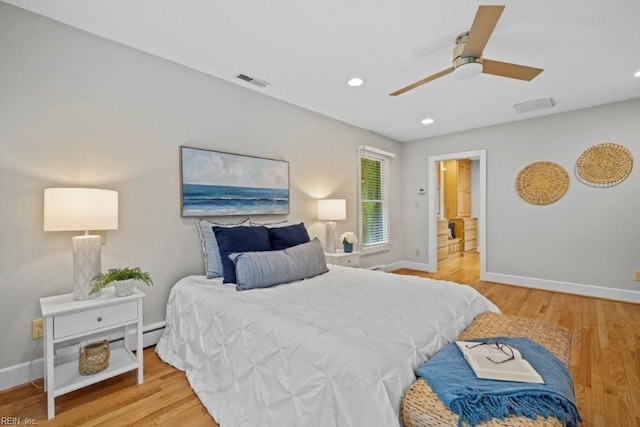 1405 Gravatt Ln, Virginia Beach, VA 23454 - bedroom featuring wood finished floors, recessed lighting, baseboard heating, and ceiling fan