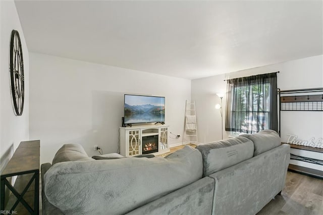 385 Susan Constant Dr, Newport News, VA 23608 - living area with wood finished floors and a lit fireplace