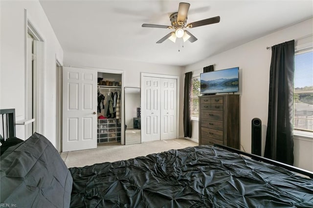 385 Susan Constant Dr, Newport News, VA 23608 - bedroom with multiple closets, carpet, and ceiling fan