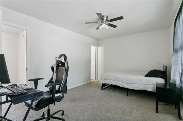 385 Susan Constant Dr, Newport News, VA 23608 - bedroom with carpet, a desk, and a ceiling fan