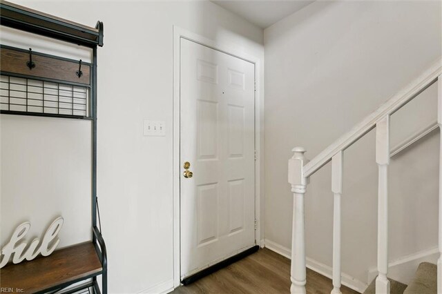 385 Susan Constant Dr, Newport News, VA 23608 - entryway with stairway and wood finished floors