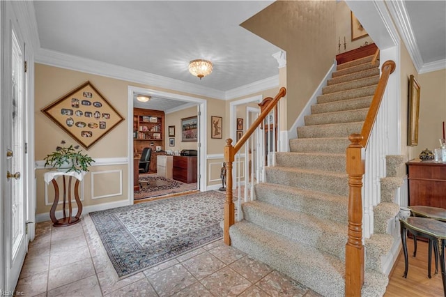 1832 Tree Line Rd, Virginia Beach, VA 23454 - entryway featuring stairway, ornamental molding, and wainscoting