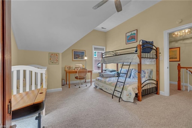 1832 Tree Line Rd, Virginia Beach, VA 23454 - carpeted bedroom with vaulted ceiling and a ceiling fan