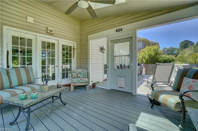 1832 Tree Line Rd, Virginia Beach, VA 23454 - wooden terrace featuring ceiling fan
