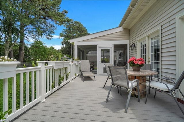 1832 Tree Line Rd, Virginia Beach, VA 23454 - deck with outdoor dining space and a sunroom