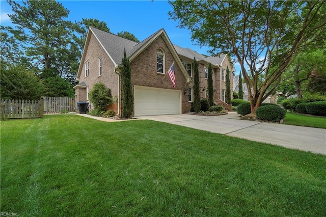 1832 Tree Line Rd, Virginia Beach, VA 23454 - traditional home featuring a garage, concrete driveway, and brick siding