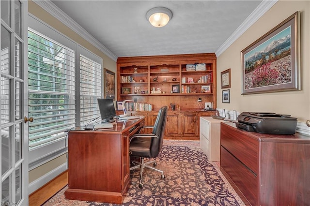 1832 Tree Line Rd, Virginia Beach, VA 23454 - home office with crown molding and built in shelves