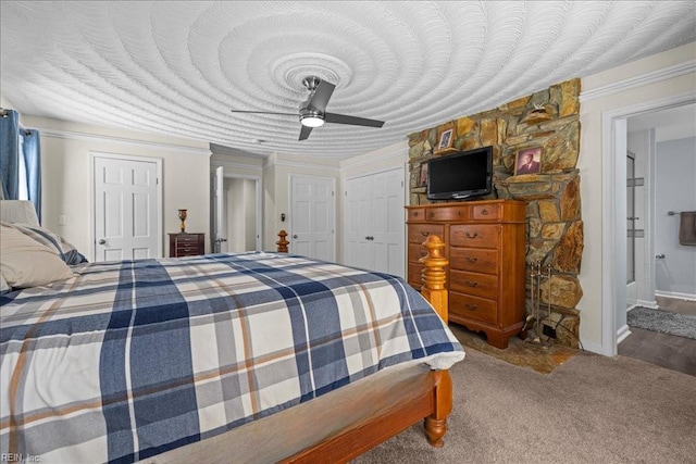 1309 Taft Rd, Chesapeake, VA 23322 - bedroom with ceiling fan, two closets, connected bathroom, and carpet flooring