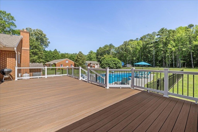 1309 Taft Rd, Chesapeake, VA 23322 - wooden terrace with a yard and area for grilling