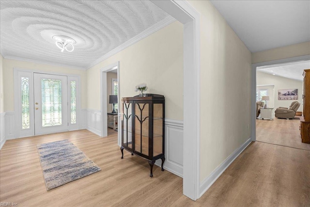 1309 Taft Rd, Chesapeake, VA 23322 - entryway featuring light wood-style flooring, wainscoting, and ornamental molding
